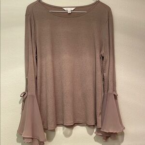 Lauren Conrad Women's Mauve Bell Sleeve Top